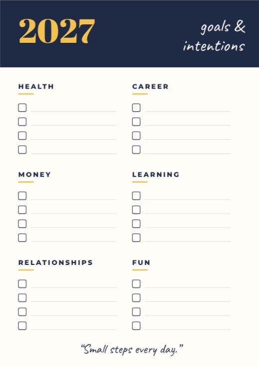 2027 Goals Planner Mini Poster — free poster template