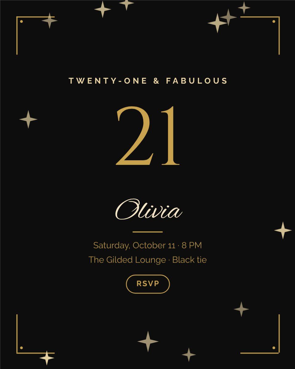 21 and Fabulous — editable birthday template