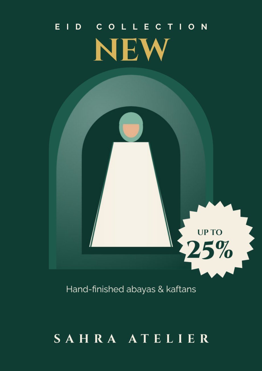 Abaya Boutique Window Poster — editable marketing template
