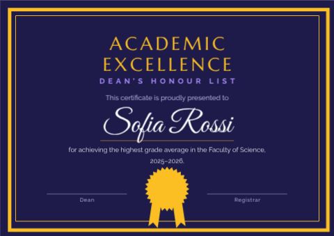 Academic Excellence Award template