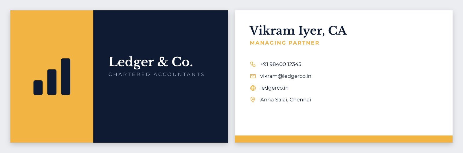 Accountant Navy Split Card — editable business template