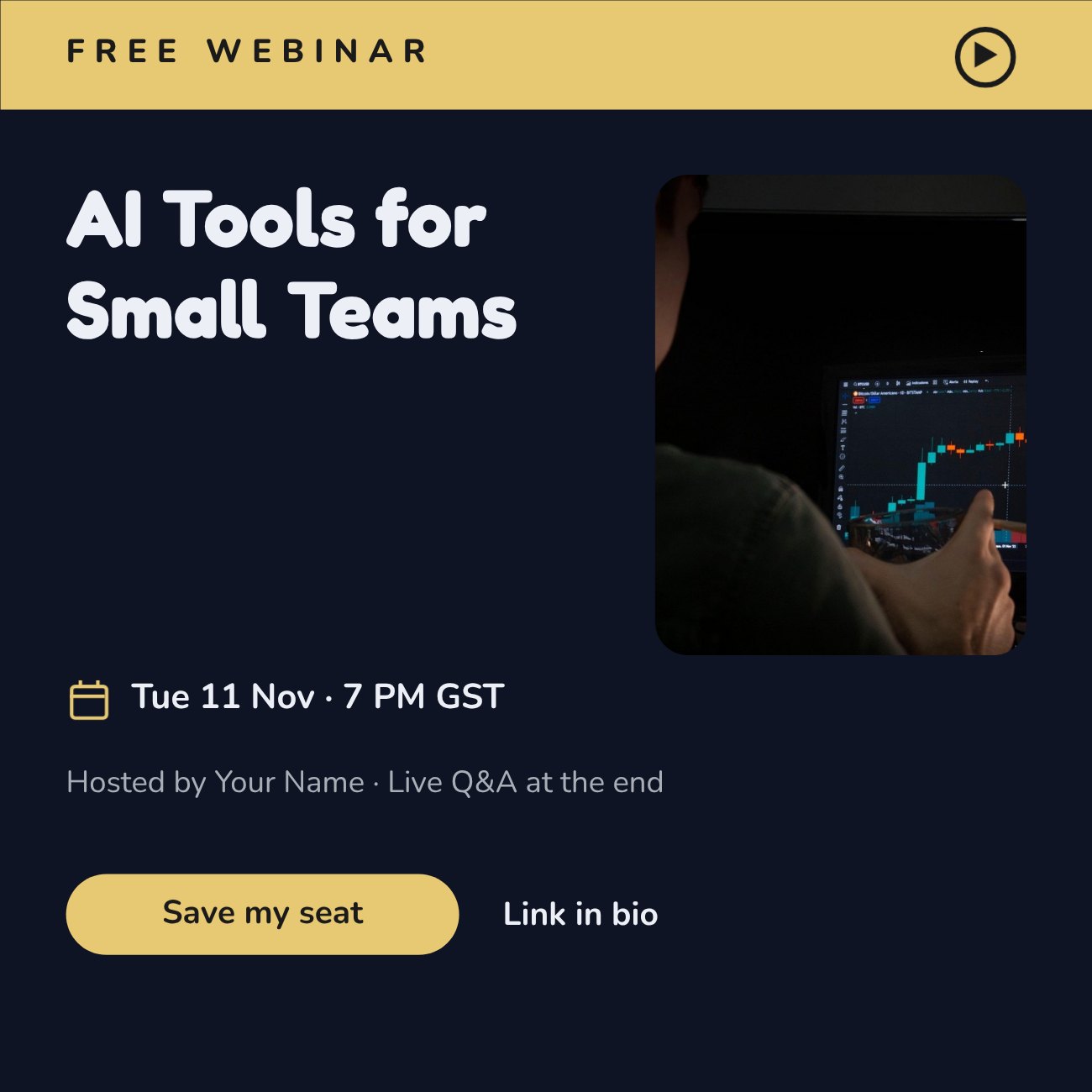AI Tools for Small Teams Webinar Post — editable marketing template
