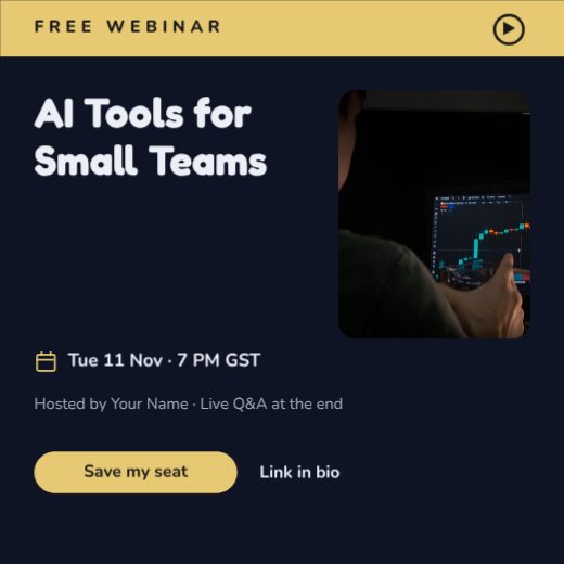 AI Tools for Small Teams Webinar Post template