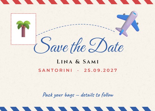 Airmail Destination Save the Date — free save the date template