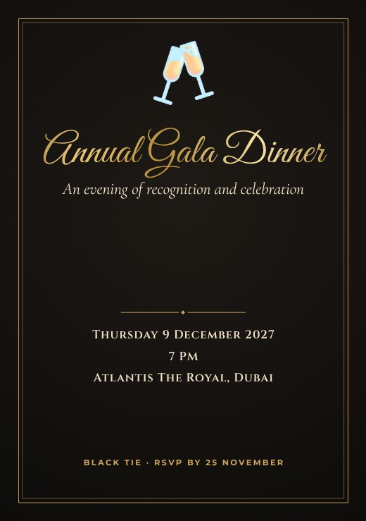 قالب بطاقة دعوة مجاني — Annual Gala Dinner Invitation