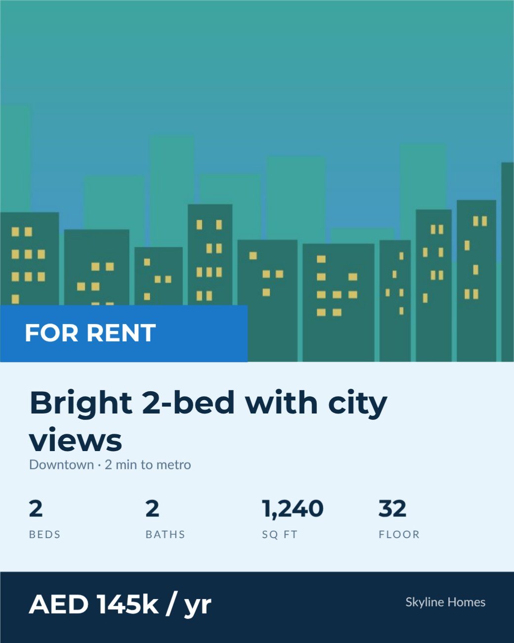 Apartment For Rent Post — editable marketing template