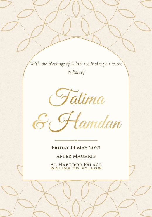 Arabesque Arch Nikah Invitation — free nikah invitation template