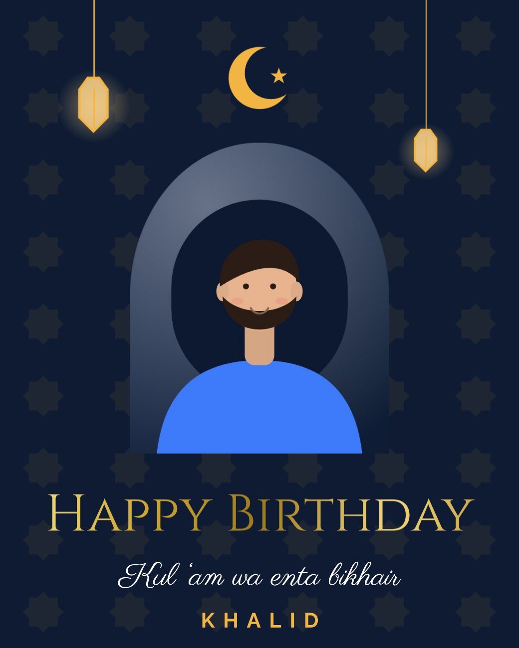 Arabesque Gold Birthday Post — editable birthday template