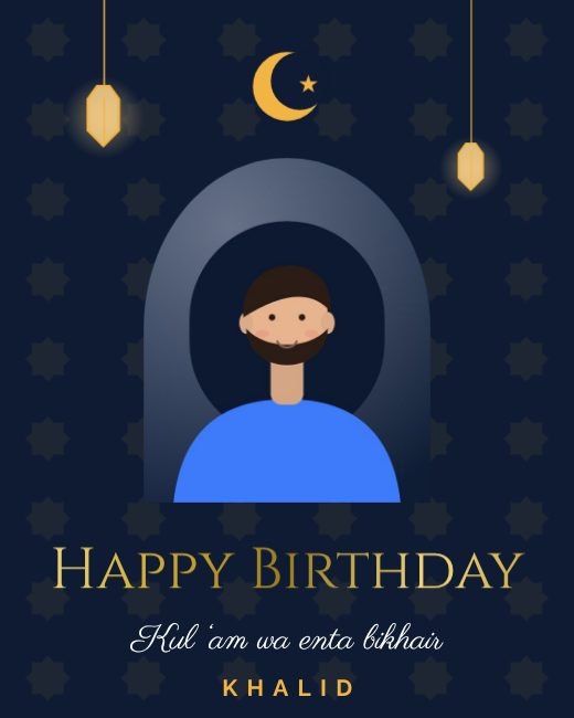 Arabesque Gold Birthday Post template