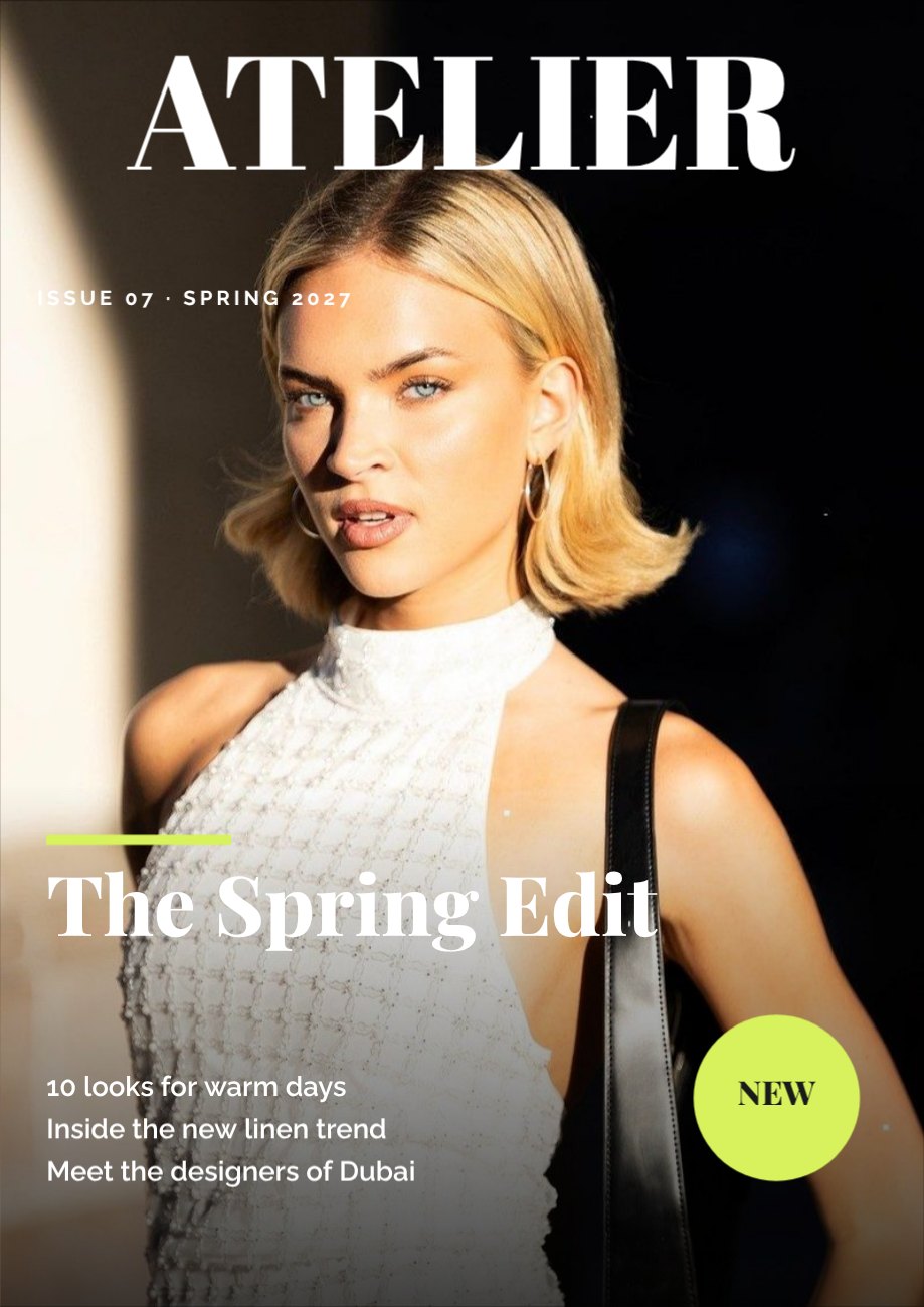 Atelier Magazine Cover — editable marketing template