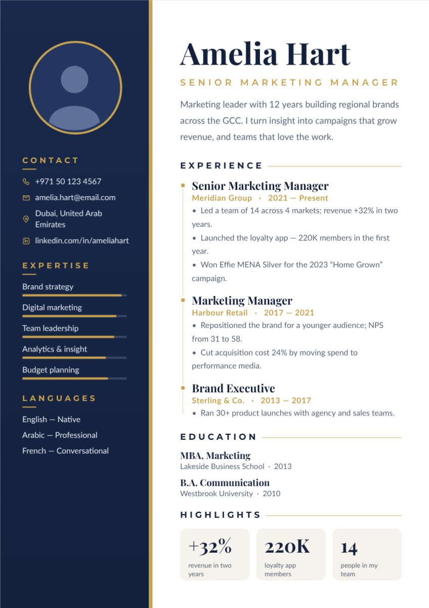 Aurora Executive Resume — editable resume template