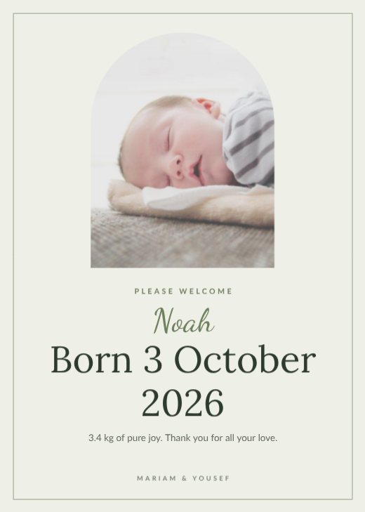 Baby Announcement Card — free baby shower invitation template