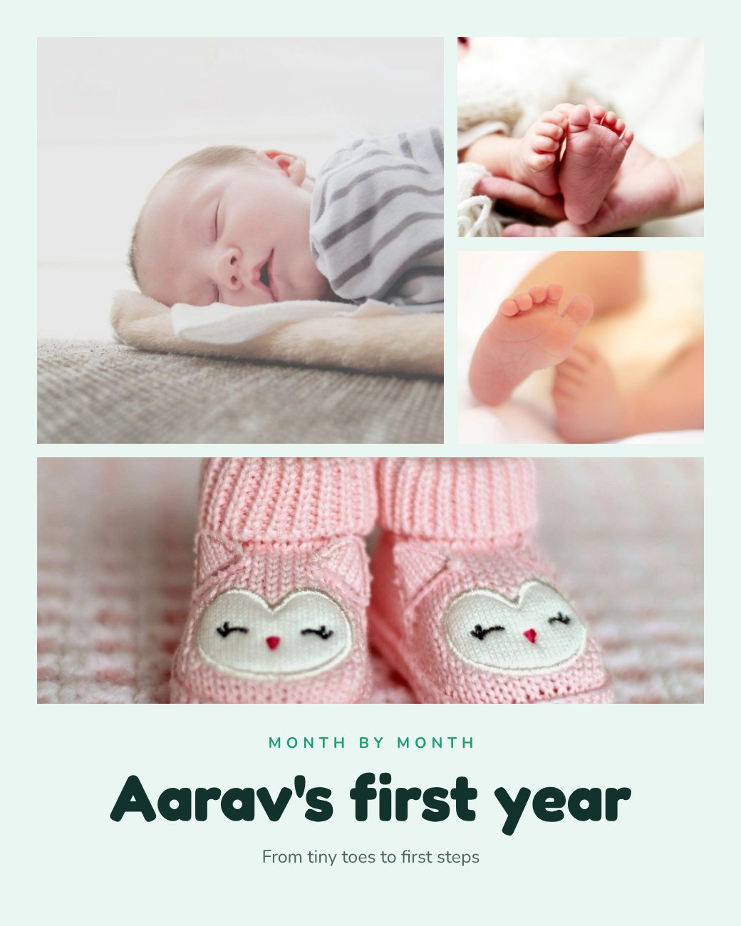 Baby First Year Collage — editable photo collage template