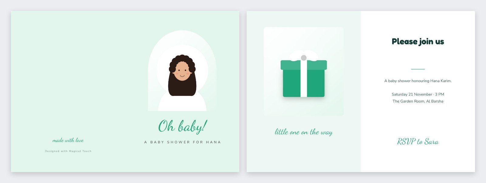 Baby Shower Folded Card — editable cards template