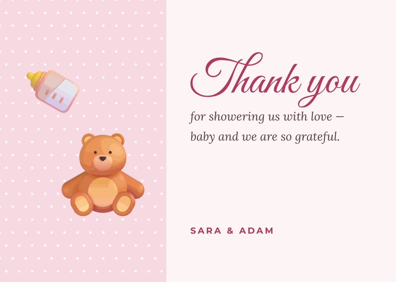 Baby Shower Thank You Card — editable love & family template