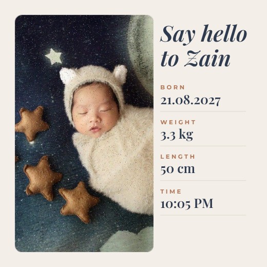 Baby Stats Birth Announcement Post — free baby shower invitation template