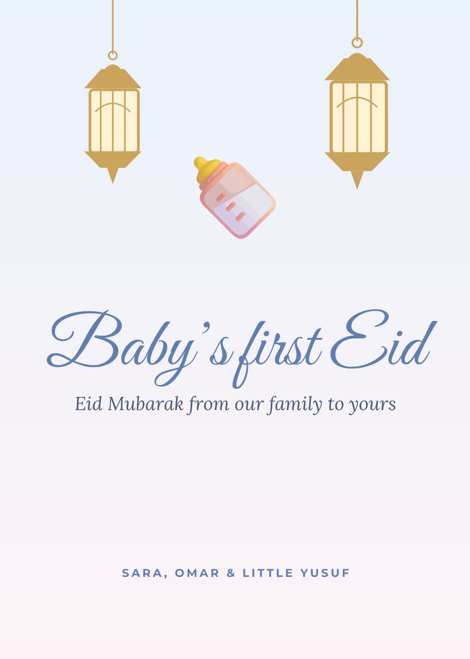 Baby’s First Eid Card — editable love & family template