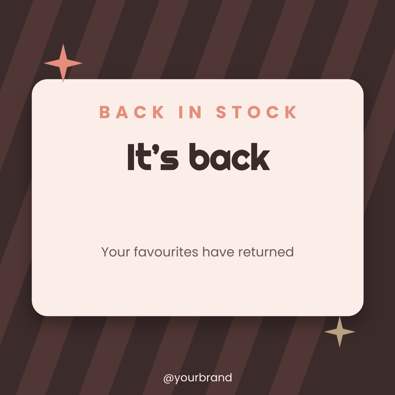 Back in stock Promo Post — editable marketing template