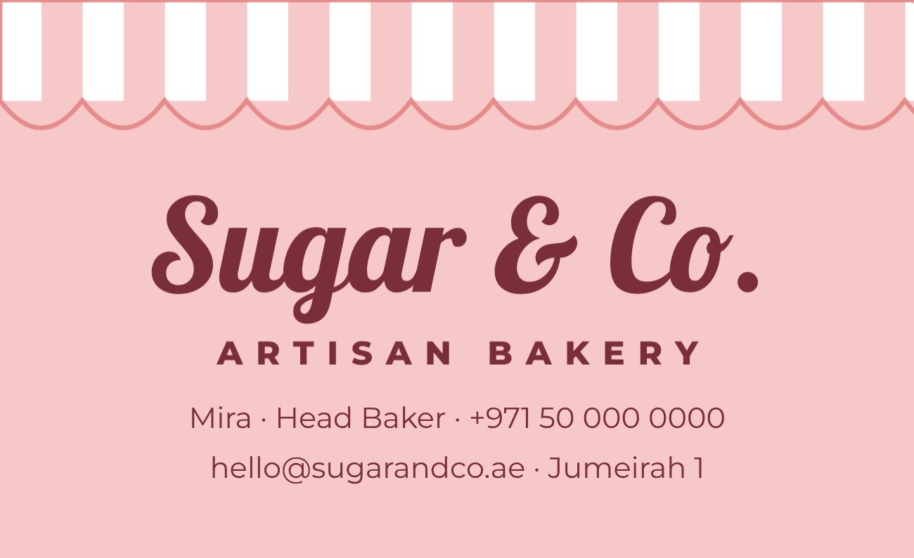 Bakery Awning Business Card — editable business template