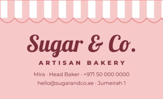 Bakery Awning Business Card — free business card template