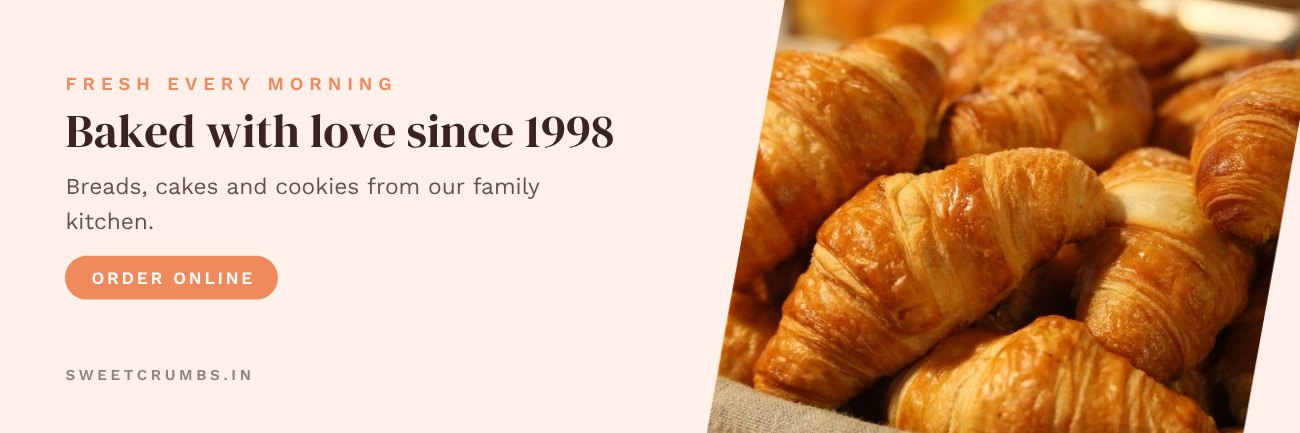 Bakery Website Hero Banner — editable marketing template