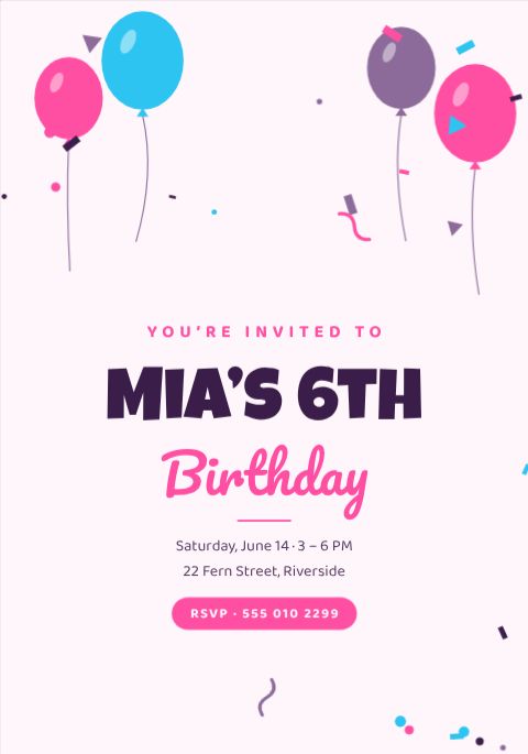 Balloon Bash Invitation template