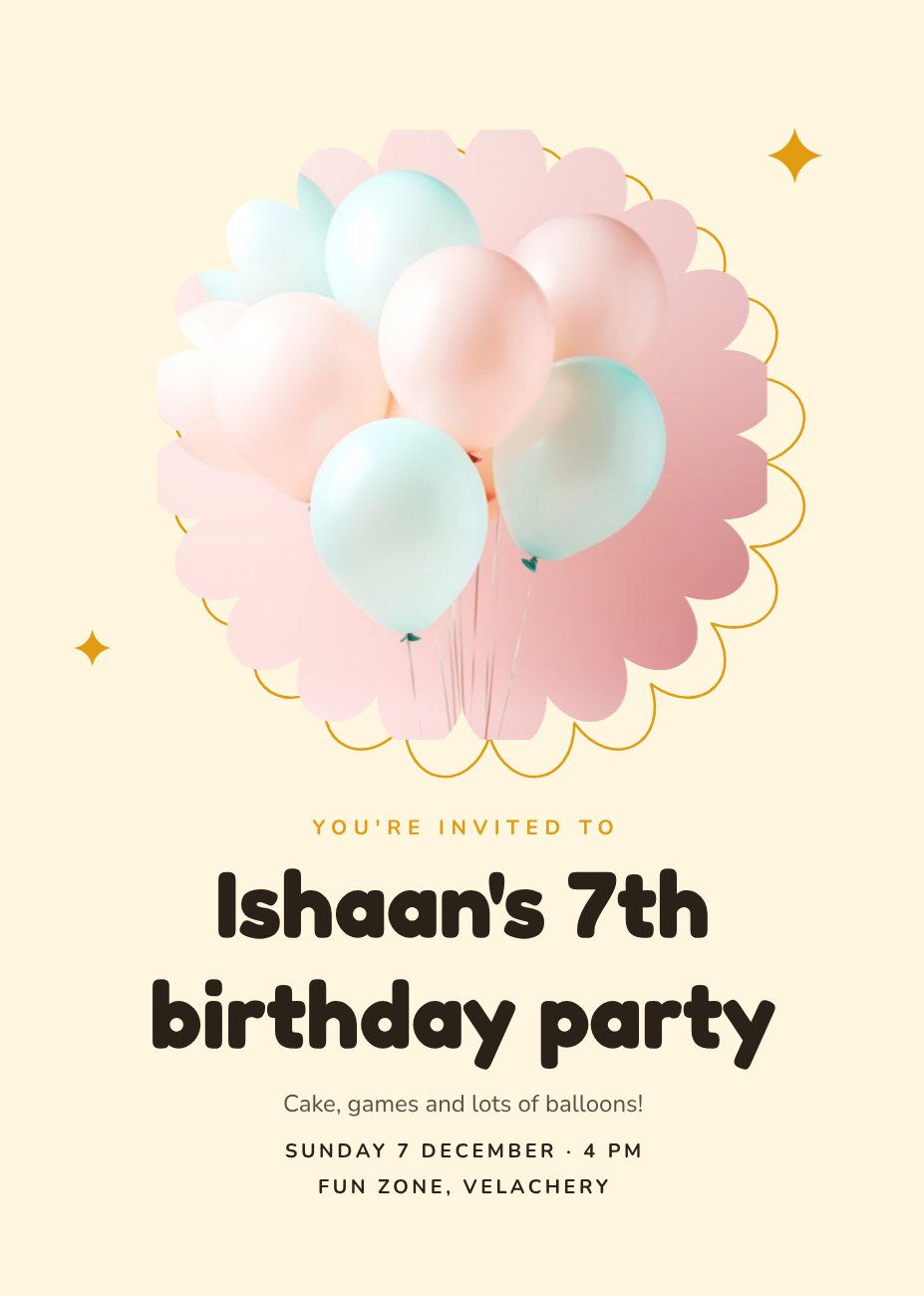 Balloon Birthday Party Invitation — editable birthday template