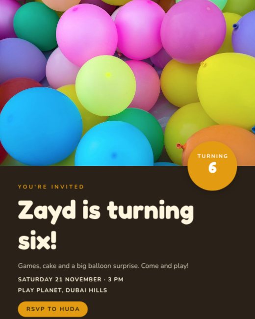 Balloons Kids Party Invitation