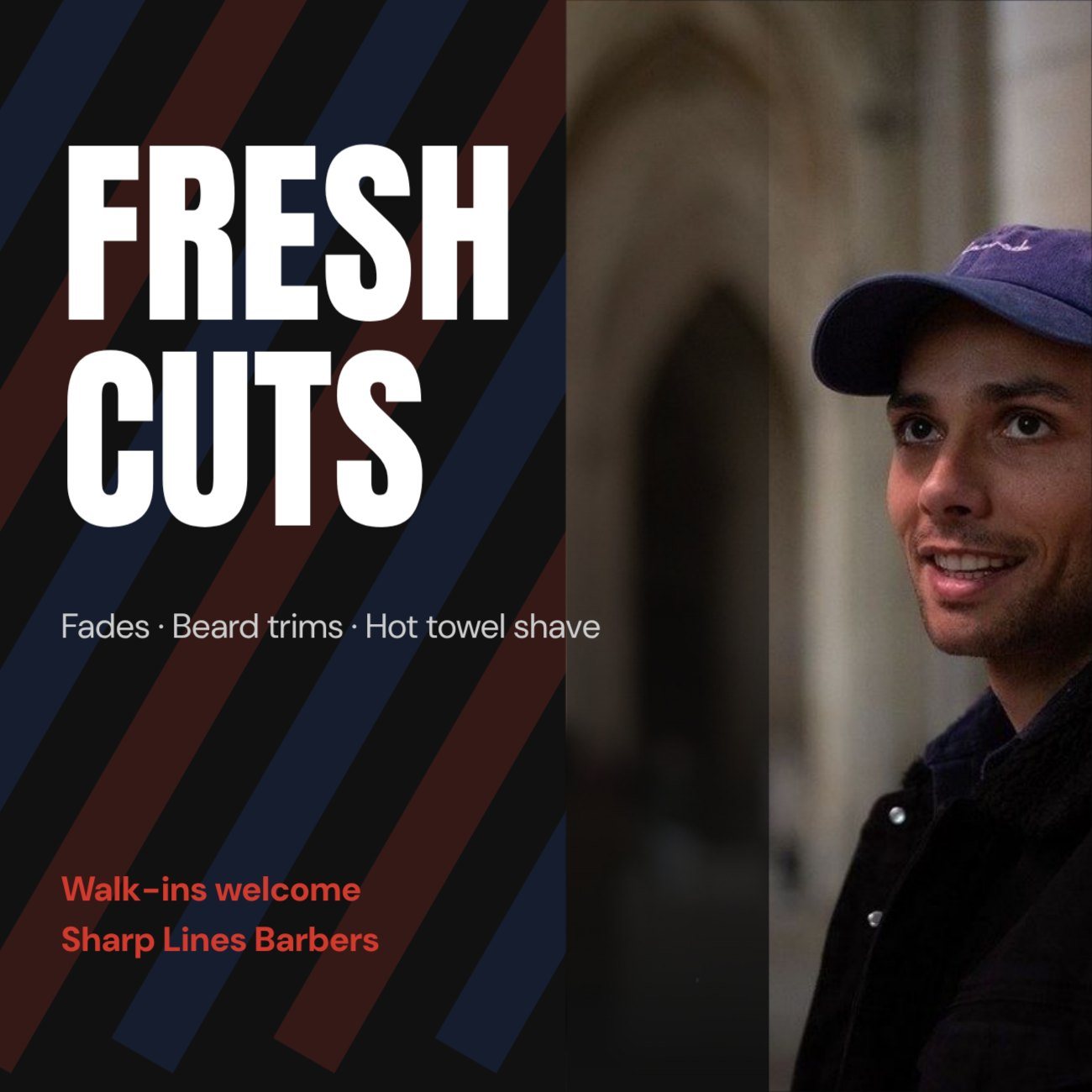 Barber Shop Fresh Cuts Post — editable marketing template