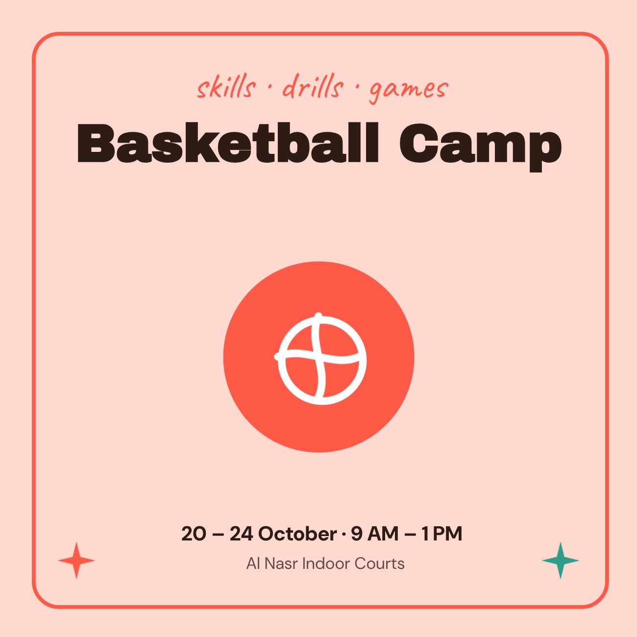 Basketball Camp Sports Post — editable events template