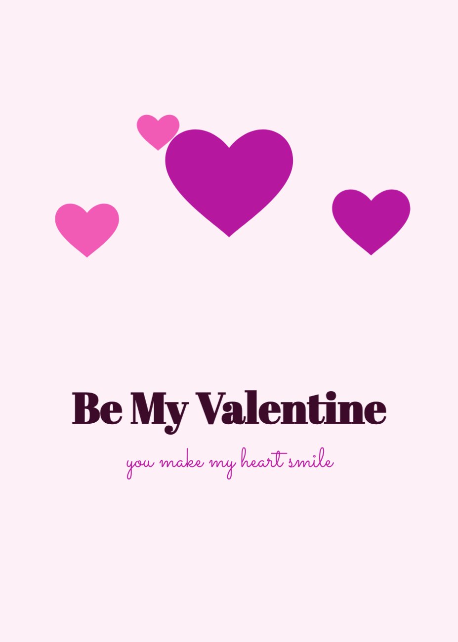 Be My Valentine Card — editable love & family template