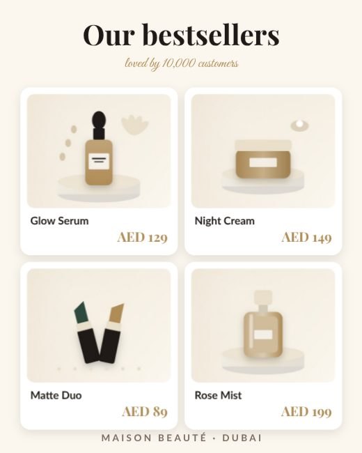 Beauty Bestsellers Product Grid template