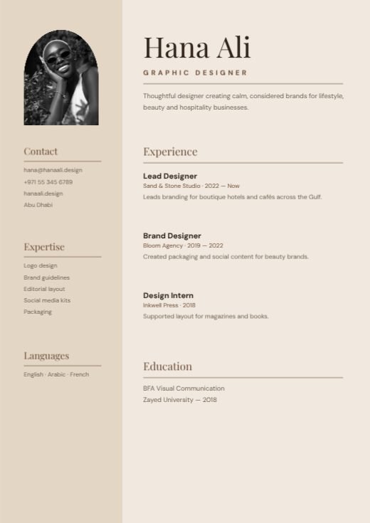 Beige Clean Lines Designer Resume