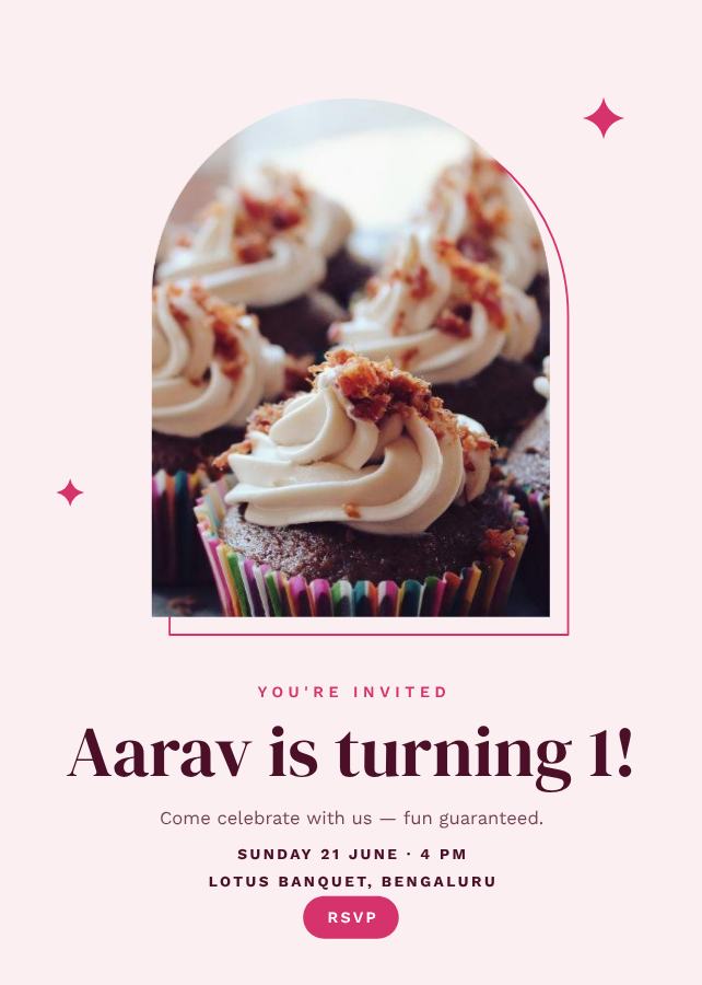 Berry Aarav's One Birthday Invitation — editable birthday template