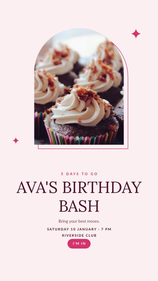 Berry Ava Birthday Bash Story — editable birthday template