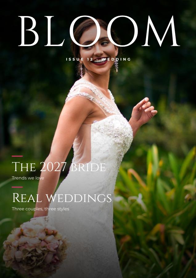 Berry BLOOM Wedding Magazine Cover Issue 12 — editable marketing template
