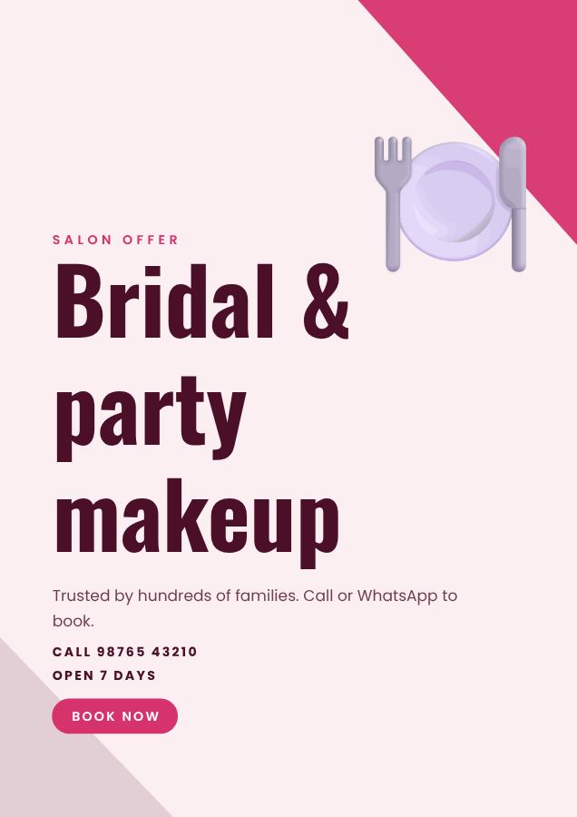 Berry Bridal & party makeup Salon offer Flyer — editable business template