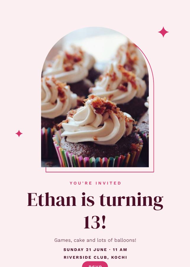 Berry Ethan's Thirteen Birthday Invitation — editable birthday template