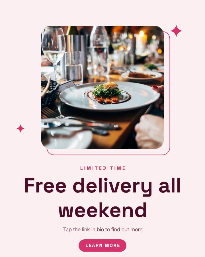 Berry Free delivery all weekend Announcement Post — editable social media template