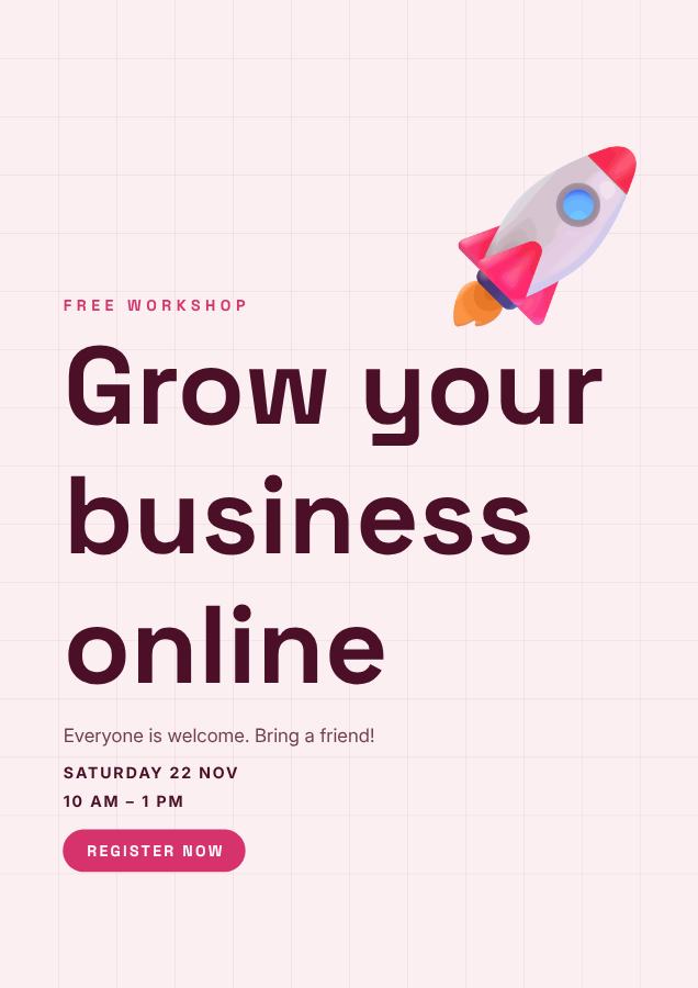 Berry Grow your business online Poster — editable marketing template
