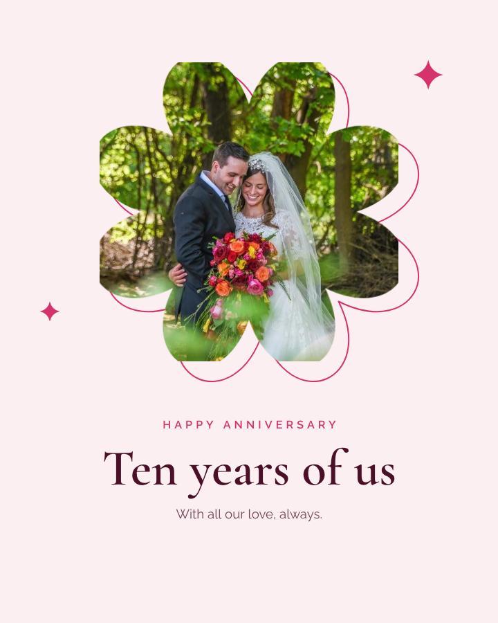 Berry Happy anniversary Ten years of us Wishes — editable love & family template