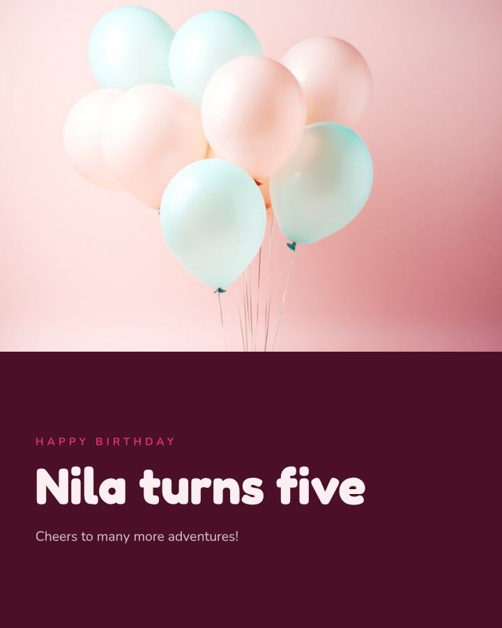 Berry Happy Five Nila Birthday Post — editable birthday template
