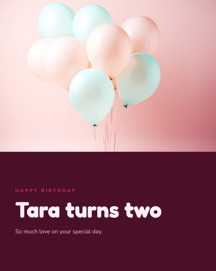 Berry Happy Two Tara Birthday Post — editable birthday template
