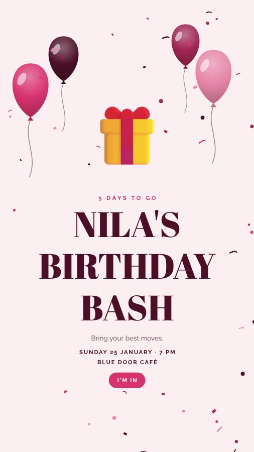 Berry Nila Birthday Bash Story — editable birthday template