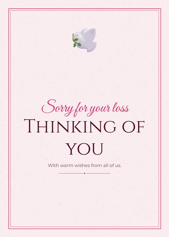 Berry Sorry for your loss thinking of you Card VIII — editable cards template