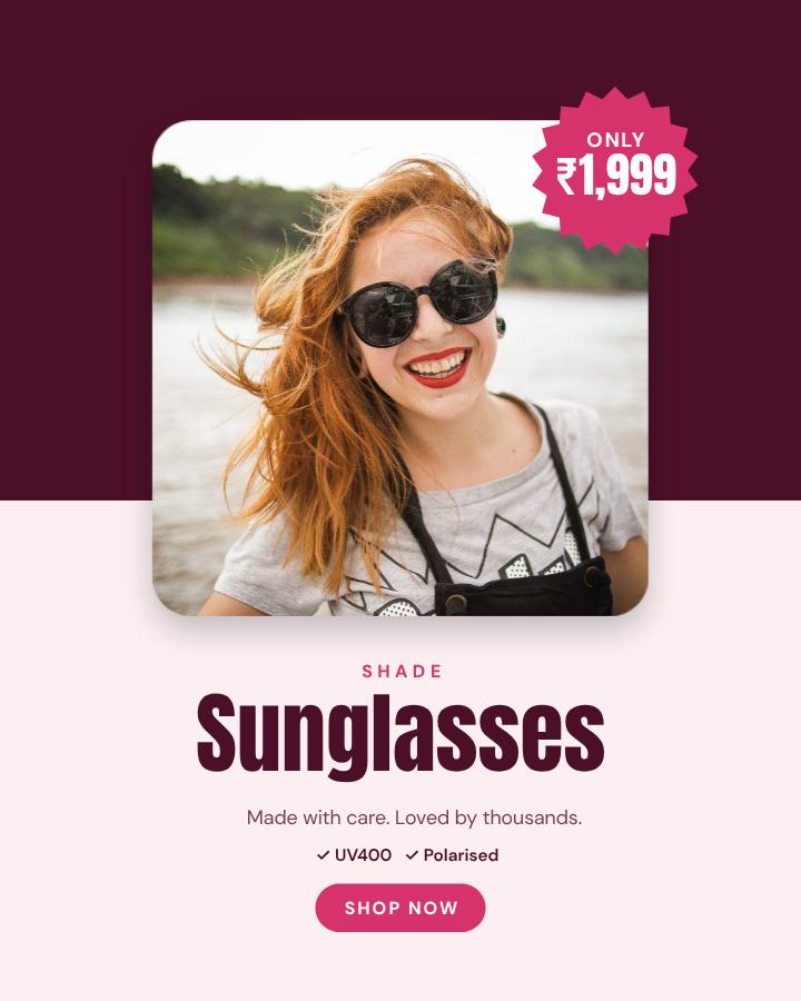 Berry Sunglasses Product Ad — editable marketing template