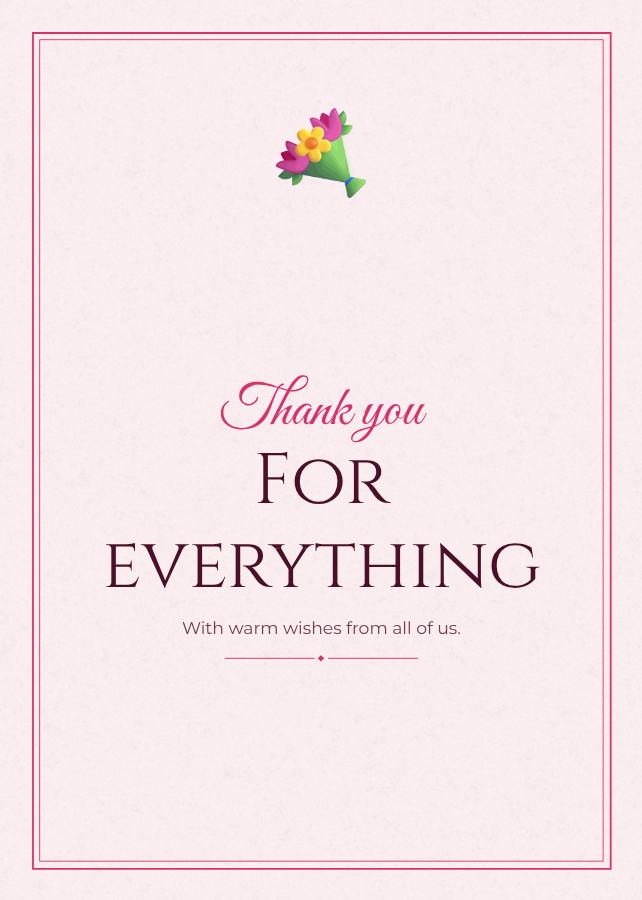 Berry Thank you for everything Card X — editable cards template