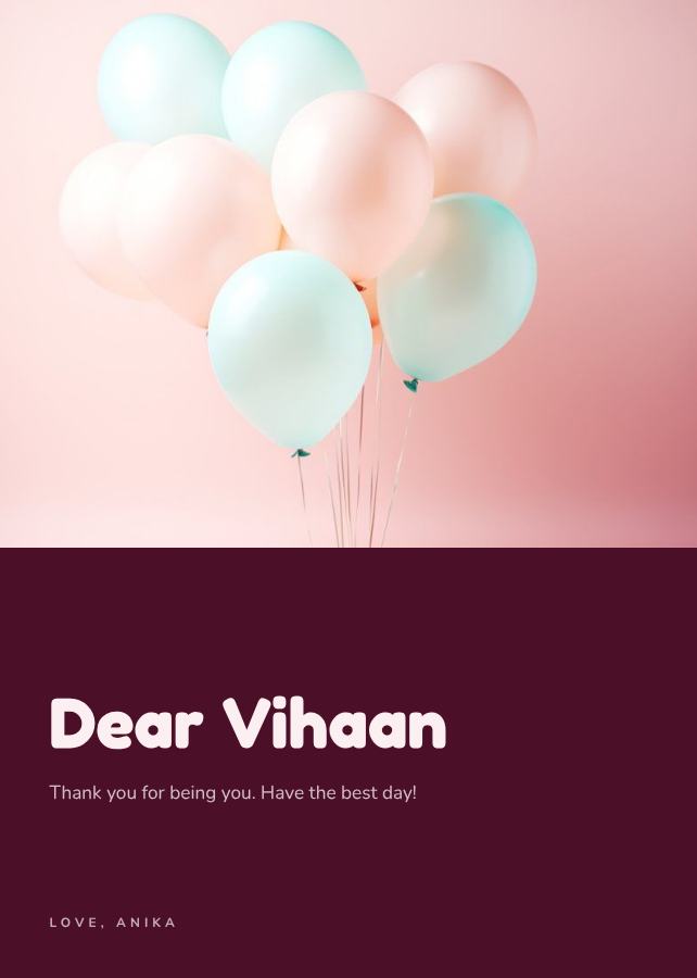 Berry Vihaan Birthday Wishes Card — editable birthday template