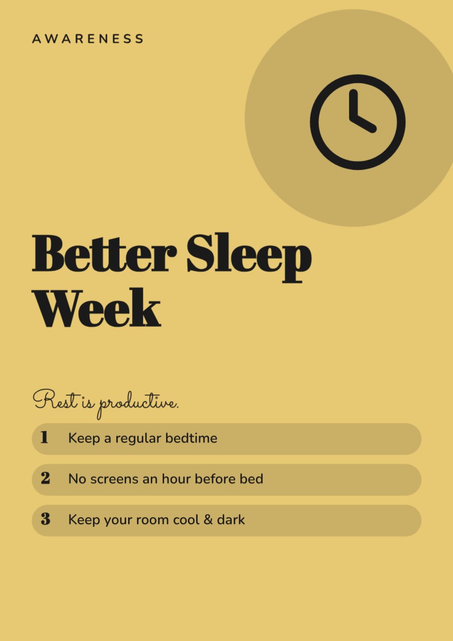 Better Sleep Week Awareness Poster — editable marketing template