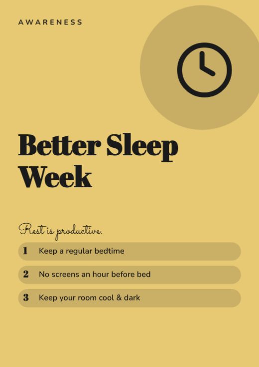 Better Sleep Week Awareness Poster template